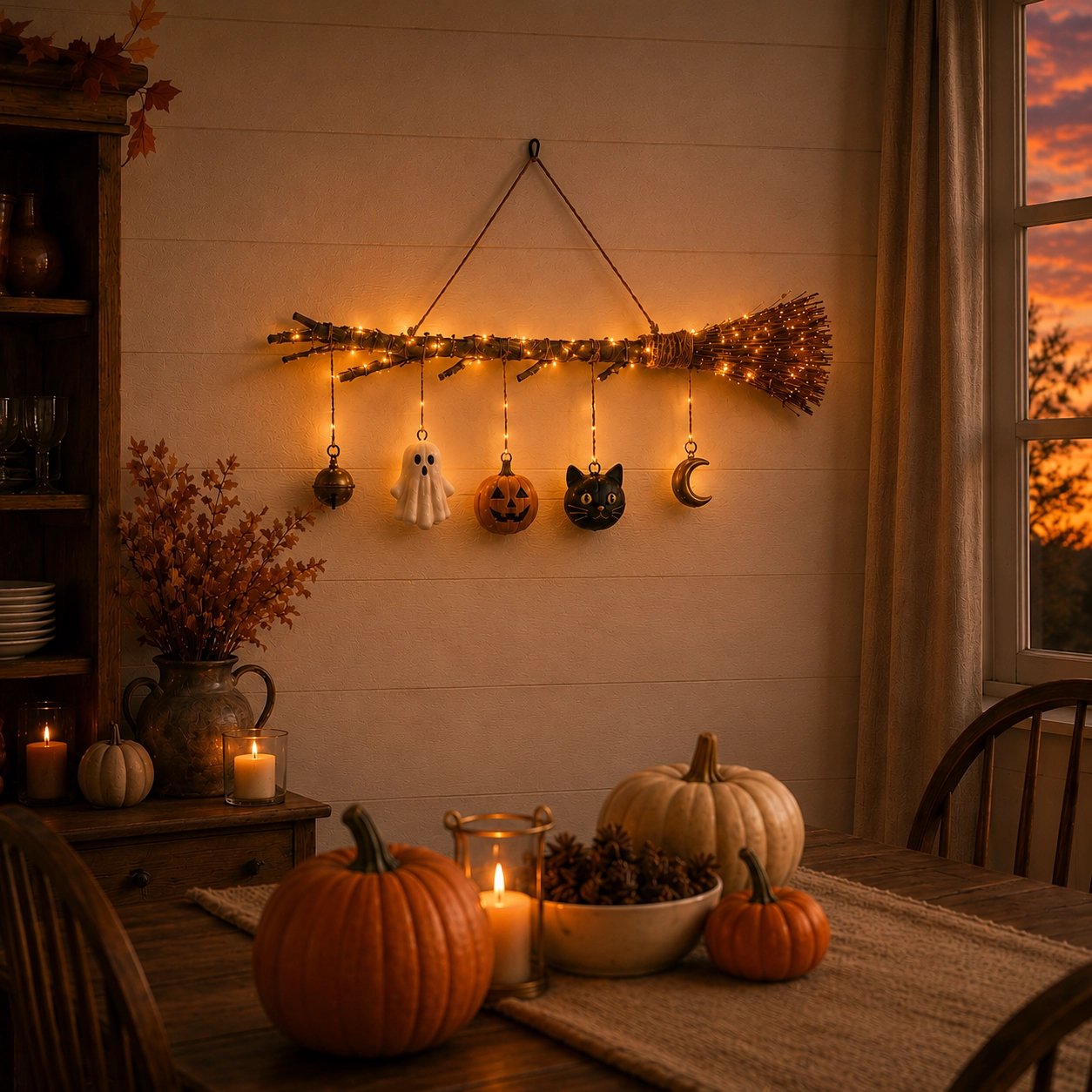 ๐ Lighted Fall Broom Wall Hanging โ A Cozy Halloween Glow For Every Room โจ