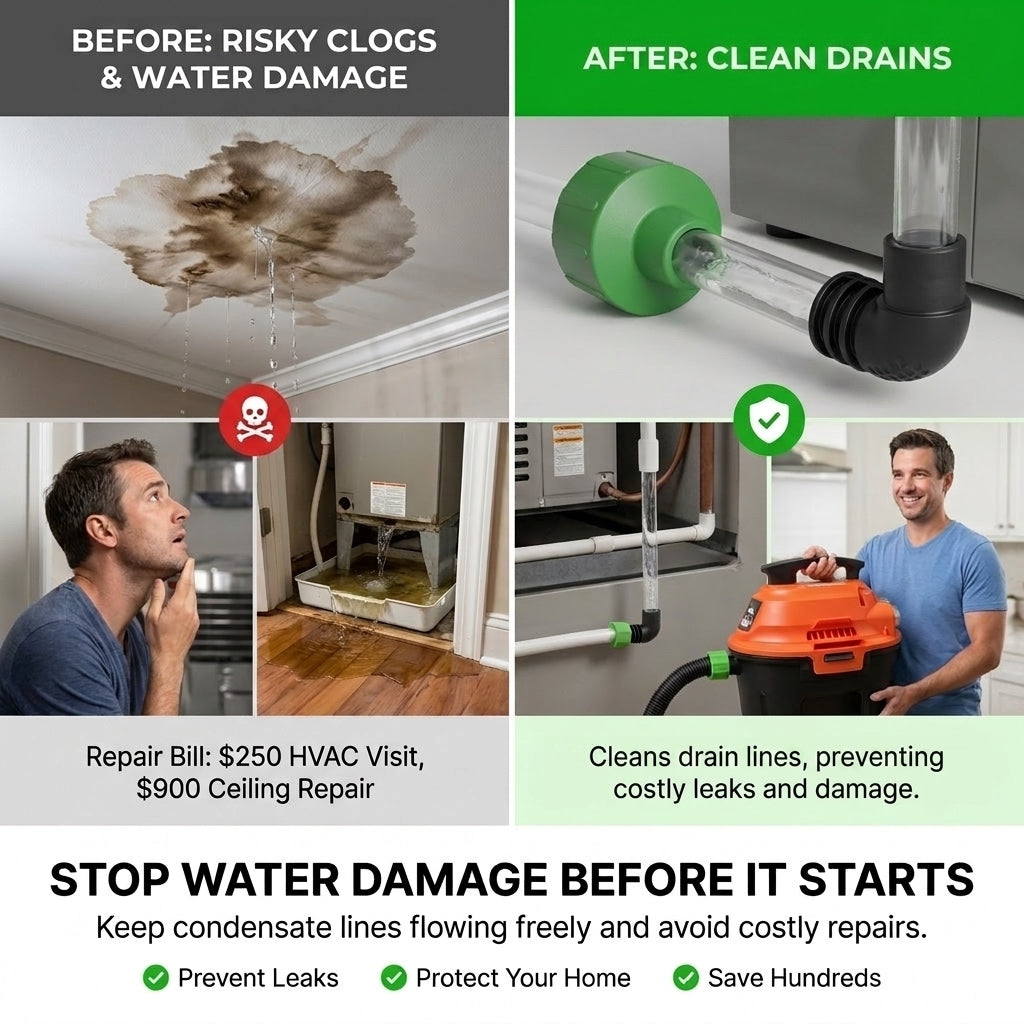 ✨AC Drain Line Cleaner Tool -⚡Clears stubborn AC drain clogs in minutes(🔥Fit for most residential HVAC drain lines)