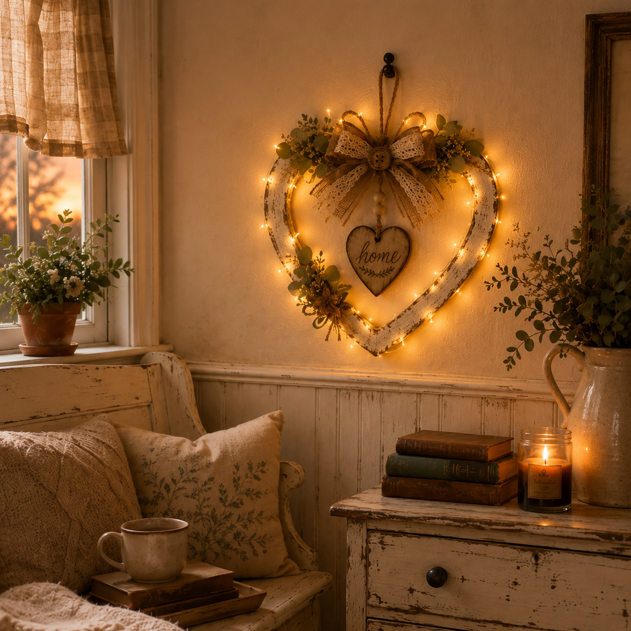 š¤Rustic Farmhouse Heart Wall Decor with āHomeā Sign