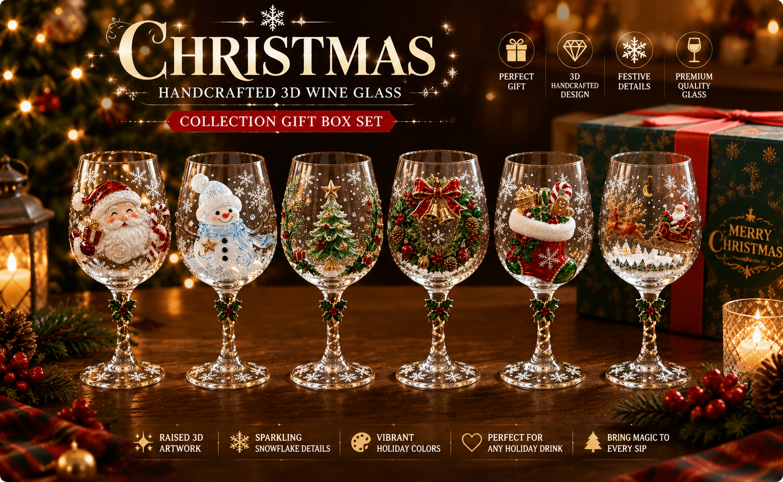 Christmas 3D decorative glass collection