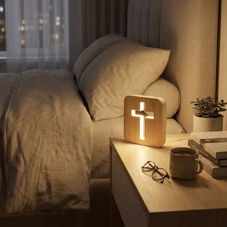 Cross lamp used as a nightlight