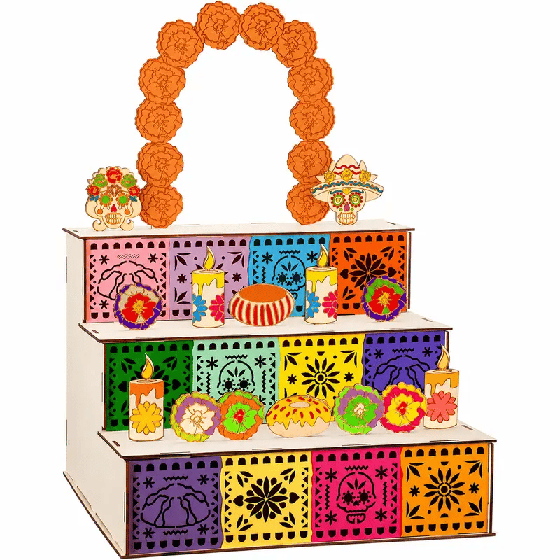 🔥Last Day 49% OFF - 🎃🏵️Day of the Dead Wooden Altar Display Set | 💕Death is not the end of life, forgetting is