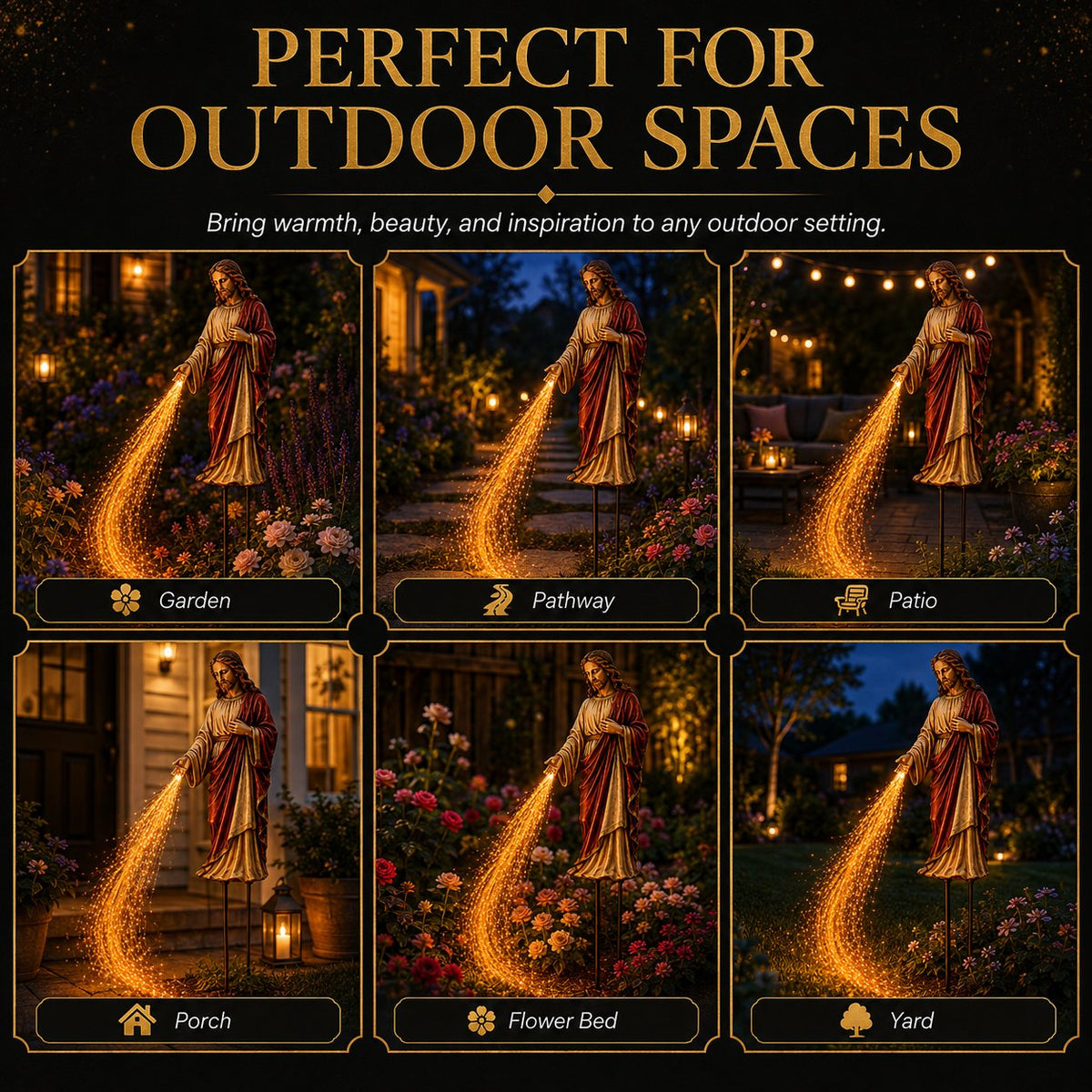 ✝️ Solar Jesus Fiber Optic Garden Light ✨ | Faith-Inspired Outdoor Decor