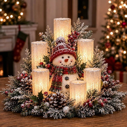 🎄Last Day 49% OFF -🕯️Christmas Lighted Centerpiece with Flameless Candle Glow