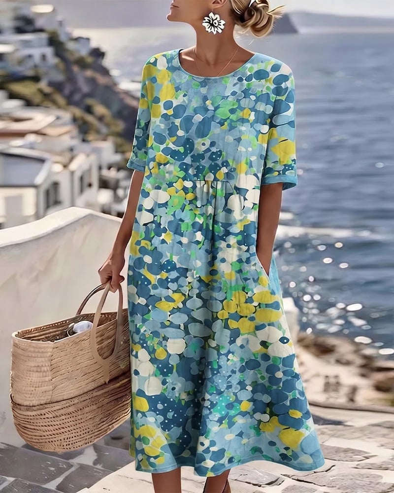 🌼 COLOUR BLOOM: Bright, Soft, Effortless Watercolor Milk Silk Dress