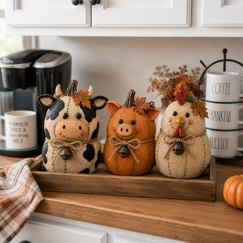 Rustic Farm Pumpkin Friends Decor Set