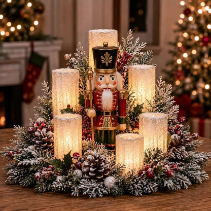 🎄Last Day 49% OFF -🕯️Christmas Lighted Centerpiece with Flameless Candle Glow