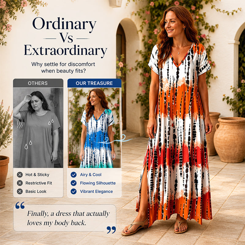 🎁2026 New Arrivals 50% OFF💥Women’s Tie Dye V Neck Maxi Dress – Breathable Comfort, Relaxed Fit and Effortless Summer Style ✨