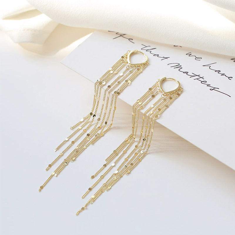 🔥Limited Time 50% Off✨14K Gold Plated Long Tassel Earrings for Women