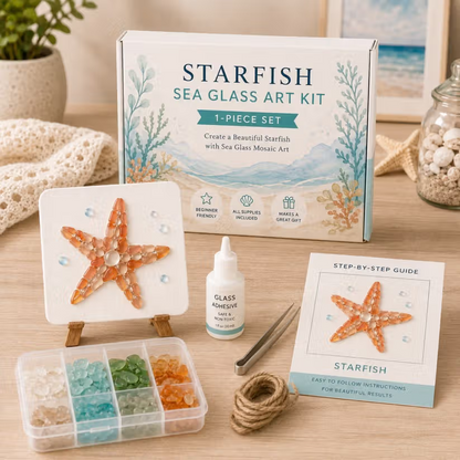 DIY Sea Glass Mosaic Craft Kit, Ocean Life & Garden Art Supplies for Starters, Beautiful Coastal Home Ornament, Creative Handcraft Gift for Women