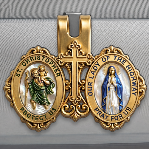 St. Christopher & Mary Protection -  Car Visor Clip