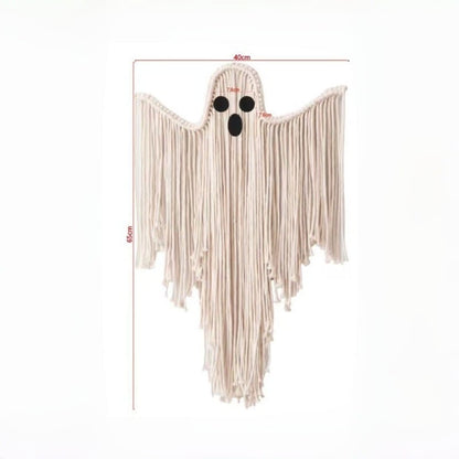 👻Handcrafted Woven Halloween Ghost Wall Decor - Cute Boho Hanging Ghost Decoration for Front Door, Porch & Indoor Home🎃
