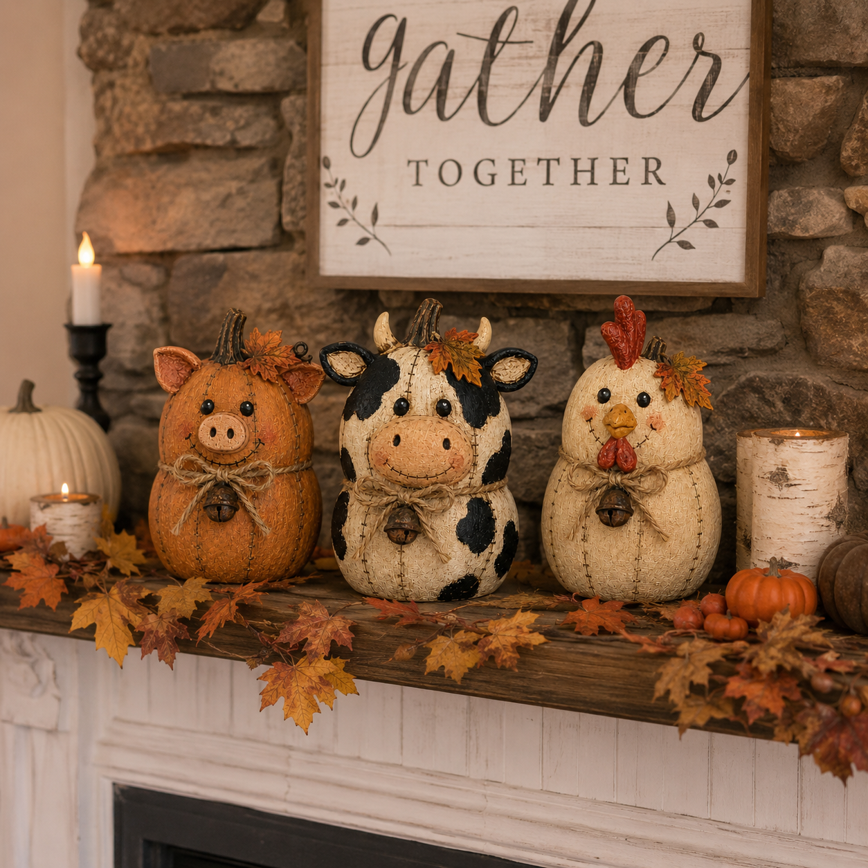 Rustic Farm Pumpkin Friends Decor Set