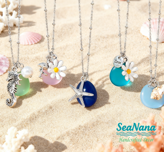 💯The most popular marine gift💝Coastal Reflections🎉——Healing Series of Sea Glass Pendant Necklaces💫