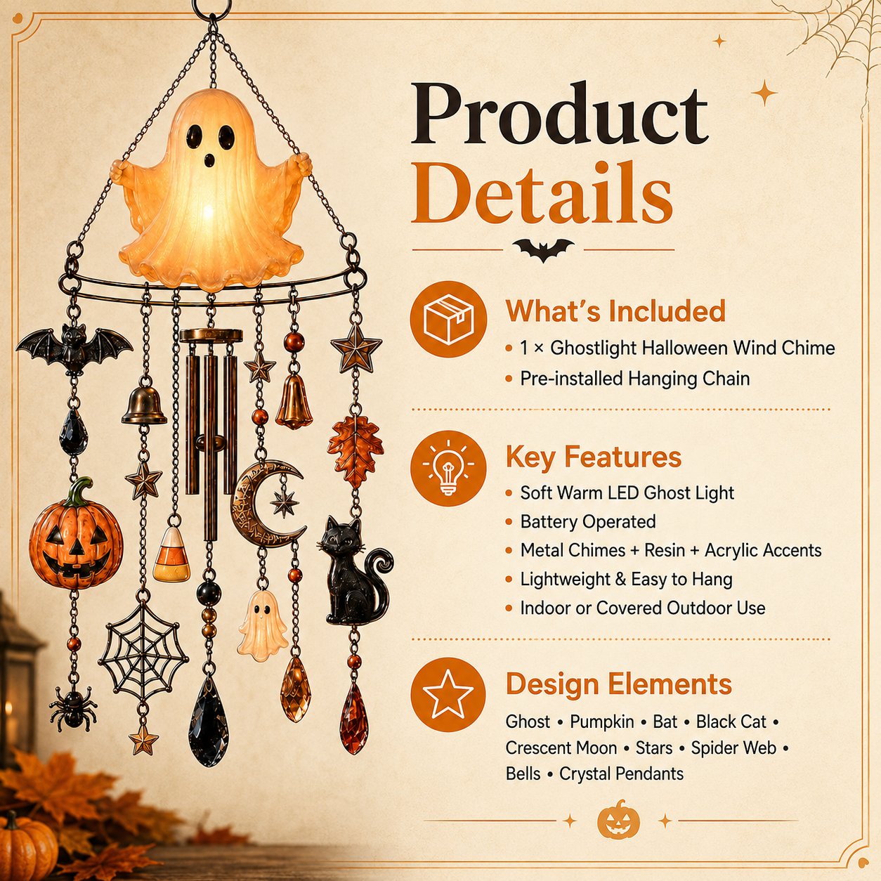 🔥 New Arrival Launch Sale - 50% OFF —👻 Haunted Glow Ghost Wind Chime