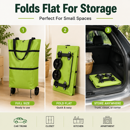 🛒 Foldable Grocery Cart Bag – The Rolling Shopping Bag That Saves Your Back