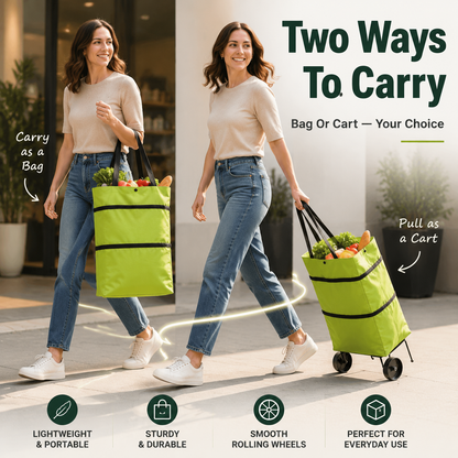 🛒 Foldable Grocery Cart Bag – The Rolling Shopping Bag That Saves Your Back