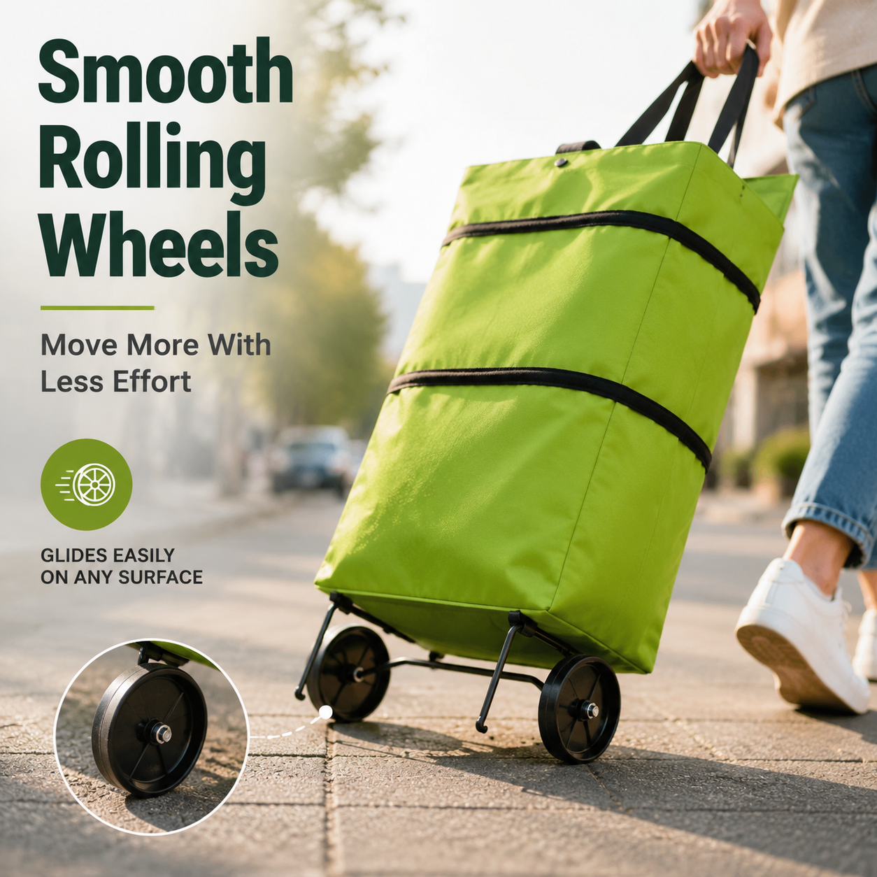 🛒 Foldable Grocery Cart Bag – The Rolling Shopping Bag That Saves Your Back