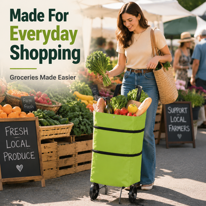 🛒 Foldable Grocery Cart Bag – The Rolling Shopping Bag That Saves Your Back
