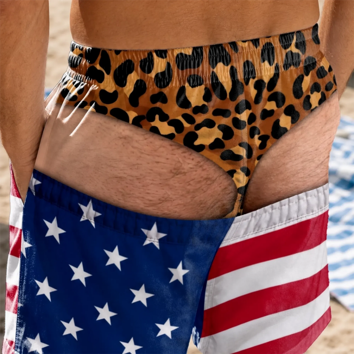 🔥Hot Sales 50% OFF🎁Funny Patriotic Men’s Swim Trunks – Personalized Wide Load Beach Shorts