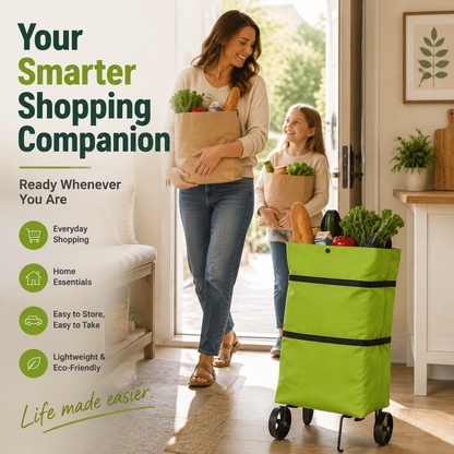 🛒 Foldable Grocery Cart Bag – The Rolling Shopping Bag That Saves Your Back