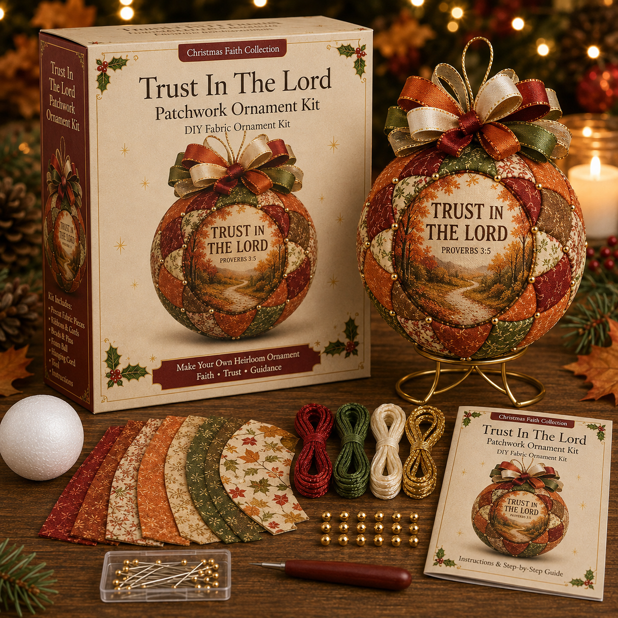ONLY TODAY🎁 Buy 2, Get 1 FREE🎄 Christmas Faith Patchwork Ornament DIY Kit