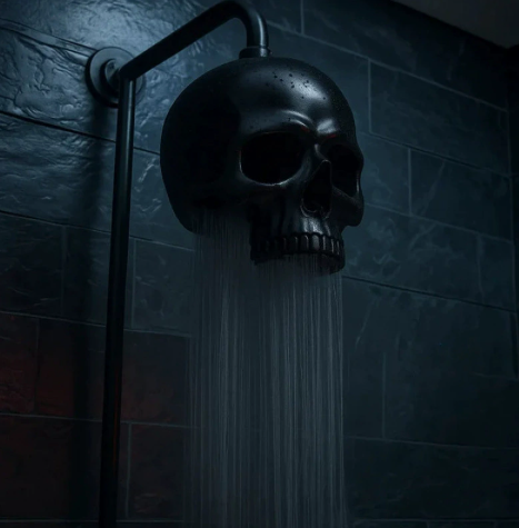 💀 Cyber Mecha Skull Color Changing LED Pressure Boost Shower Head