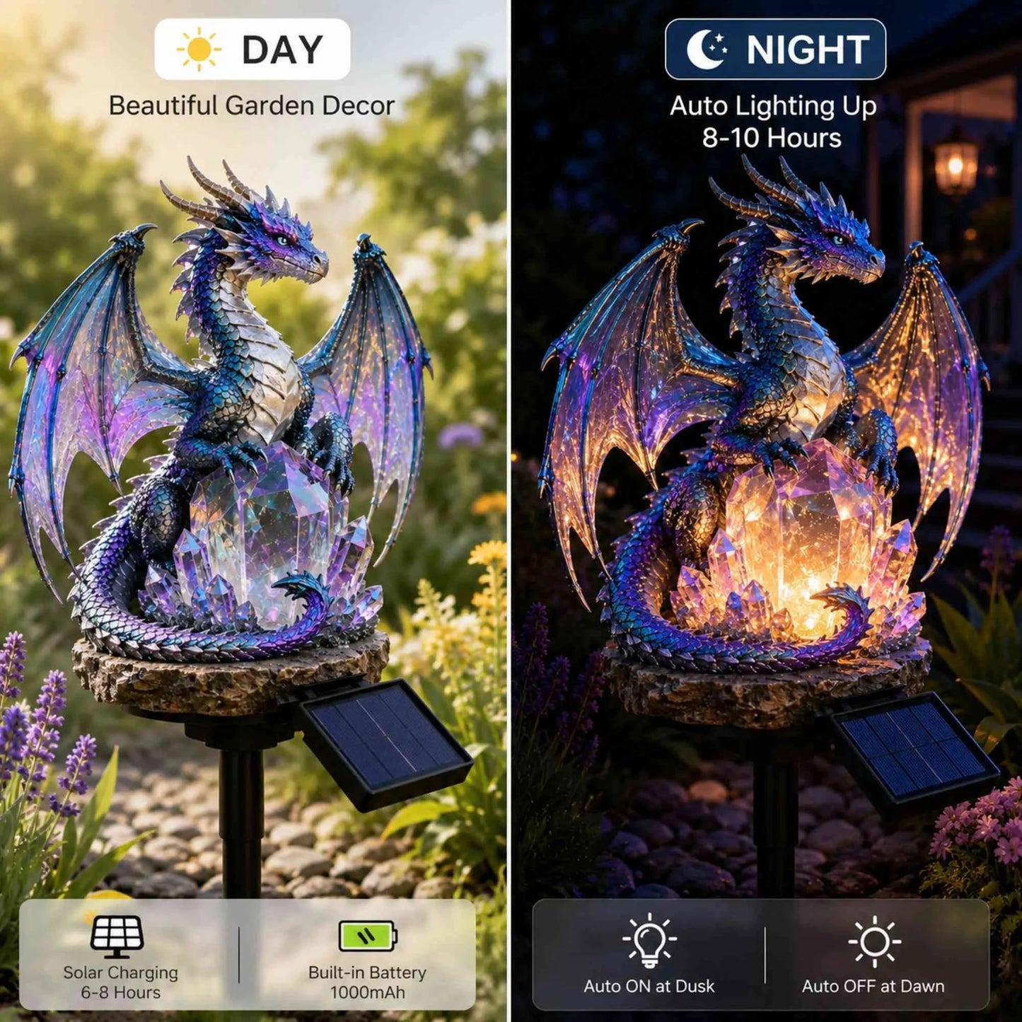 🐉 LAST DAY 49% OFF -✨️Solar Dragon Crystal Garden Light