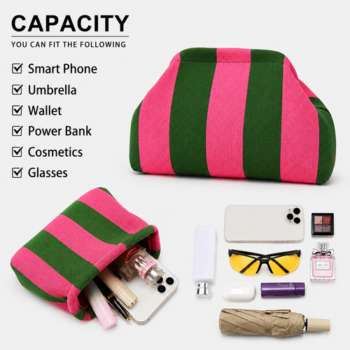 👜 Dumpling Clutch Bag, Large Capacity Kiss Lock Cosmetic Handbag for Daily Travel Party