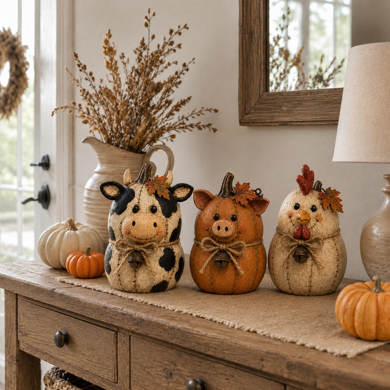 Rustic Farm Pumpkin Friends Decor Set
