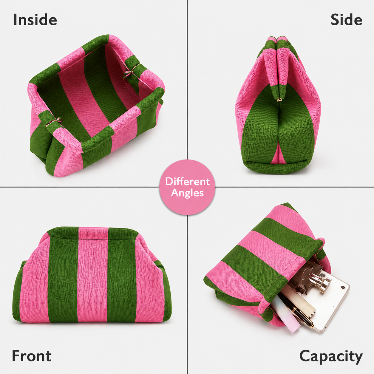 👜 Dumpling Clutch Bag, Large Capacity Kiss Lock Cosmetic Handbag for Daily Travel Party