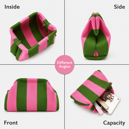 👜 Dumpling Clutch Bag, Large Capacity Kiss Lock Cosmetic Handbag for Daily Travel Party