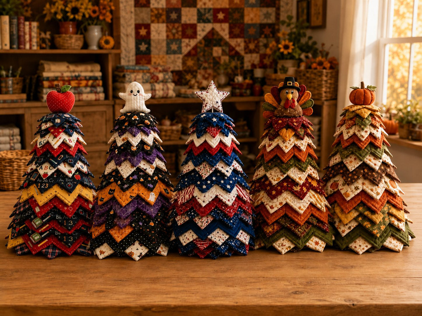 🔥LAST DAY 50% OFF - 🎄Handmade Layered Fabric Tree Quilt Kit – Stitch a Beautiful Tree for Every Season🧵