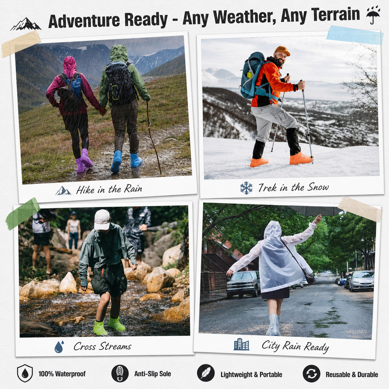 📢📢50% OFF !! ⏰ Waterproof Rain Shoe Cover – Non-slip sole & easy on/off – Reusable, perfect for wet weather or muddy walks – fits most shoes, keeps feet dry 🌧️