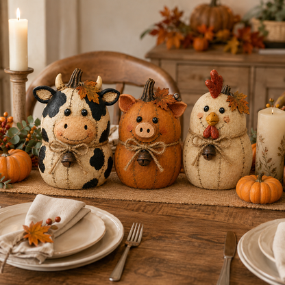 Rustic Farm Pumpkin Friends Decor Set