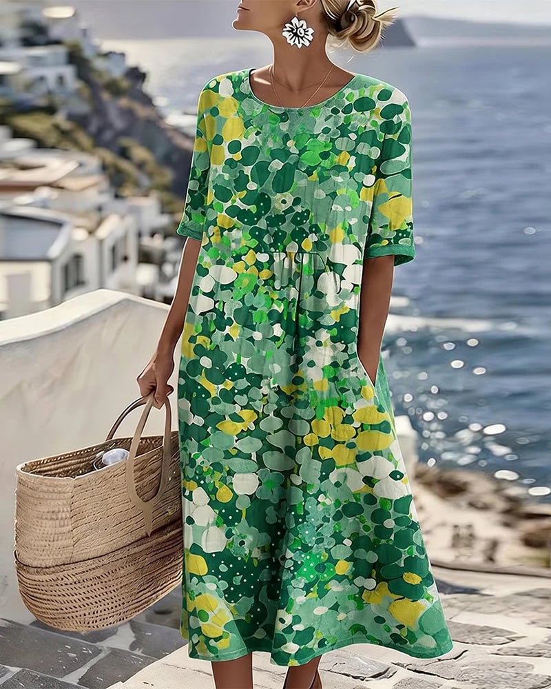 🌼 COLOUR BLOOM: Bright, Soft, Effortless Watercolor Milk Silk Dress
