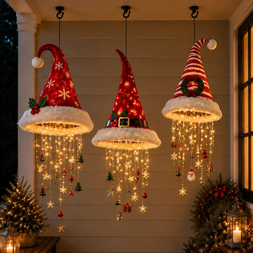 🔥Today 50% OFF🎅 Lighted Santa Hat Hanging Chandelier 🎄
