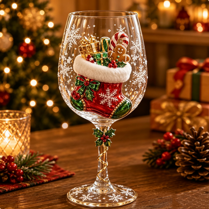 🔥🎁Christmas 3D Wine Glass Collection Gift Box Set✨