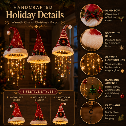 🔥Today 50% OFF🎅 Lighted Santa Hat Hanging Chandelier 🎄