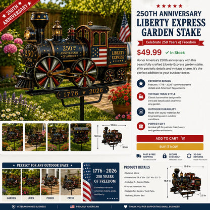 🔥HOT SALE 55% OFF🚂USA 250 “Liberty Express” Train Garden Wind Spinner