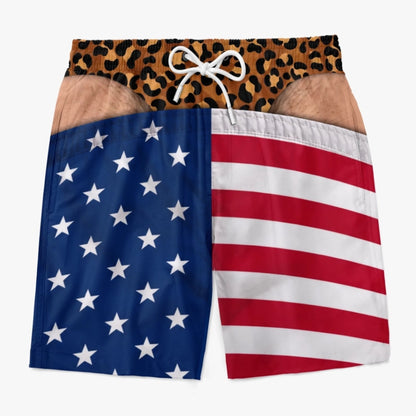 🔥Hot Sales 50% OFF🎁Funny Patriotic Men’s Swim Trunks – Personalized Wide Load Beach Shorts