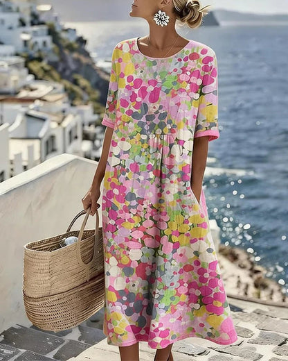 🌼 COLOUR BLOOM: Bright, Soft, Effortless Watercolor Milk Silk Dress