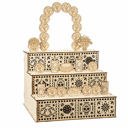 🔥Last Day 49% OFF - 🎃🏵️Day of the Dead Wooden Altar Display Set | 💕Death is not the end of life, forgetting is