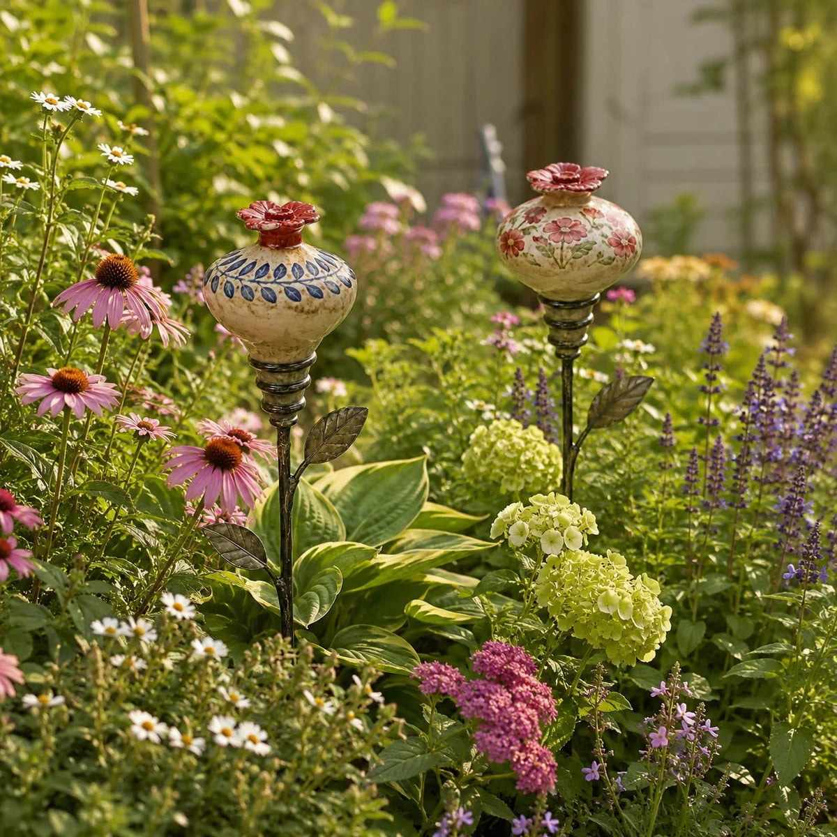 🔥Last Day 50% OFF🌺 Vintage Ceramic Hummingbird Feeder Garden Stake — Handcrafted Floral Bird Feeder Decoration