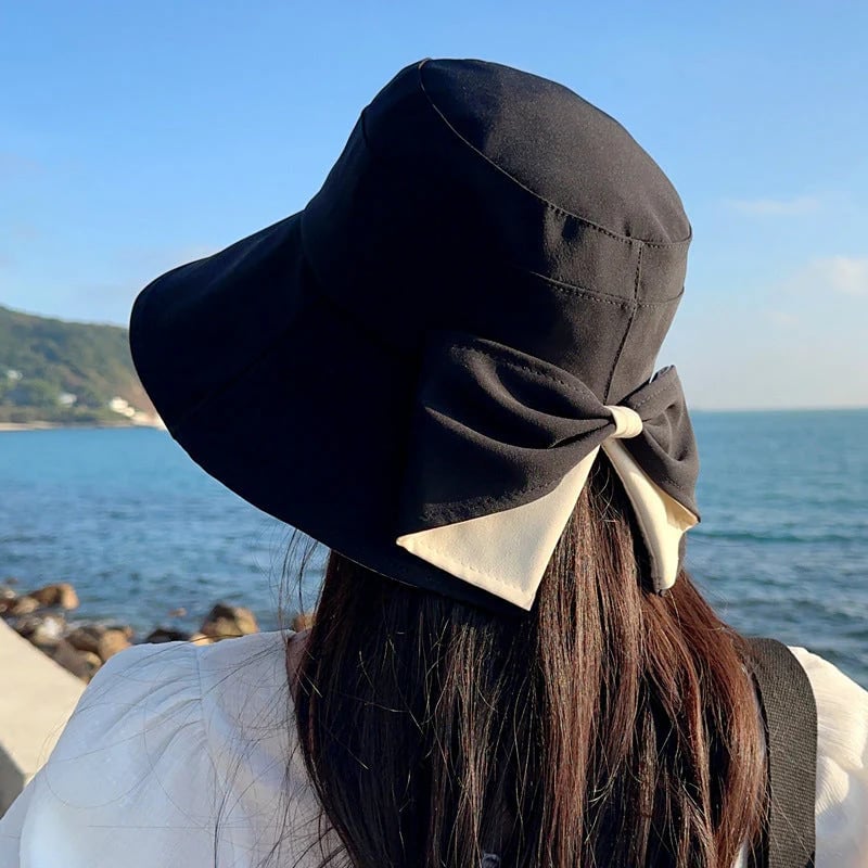 👒Summer Hot Sale☀️Women's Bowknot Wide Brim Sun Protective Hat