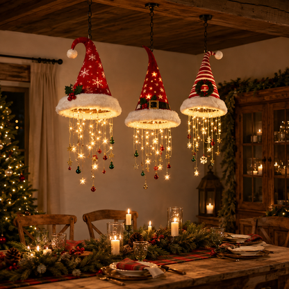 🔥Today 50% OFF🎅 Lighted Santa Hat Hanging Chandelier 🎄