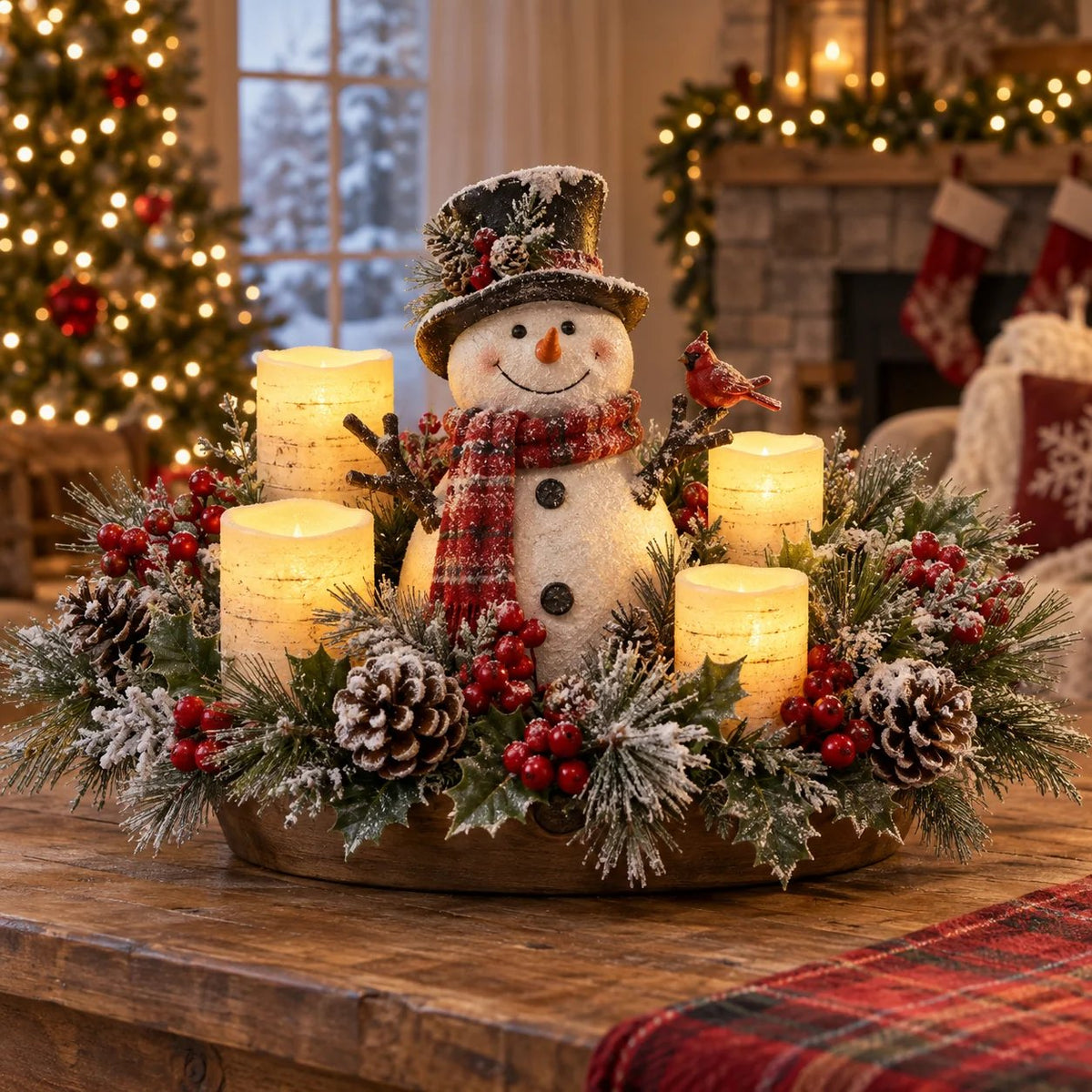 🎄Last Day 49% OFF -🕯️Christmas Lighted Centerpiece with Flameless Candle Glow