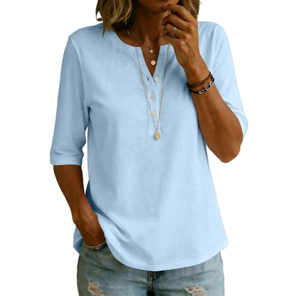 🌿 Classic Henley Collar 100% Cotton T-Shirt