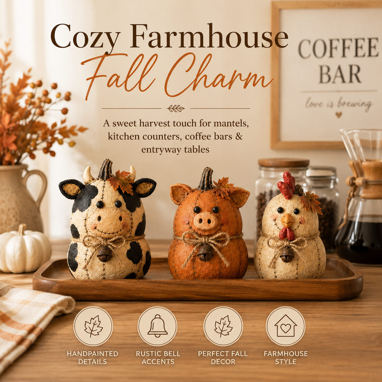 Rustic Farm Pumpkin Friends Decor Set
