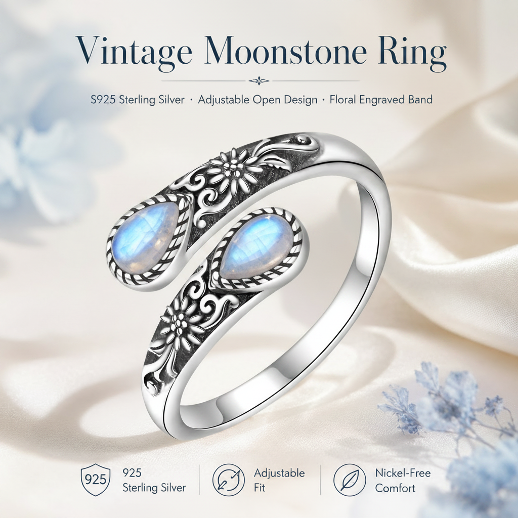 🎁Last Day 50% OFF - Moonstone Bloom Ring🌙